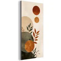MuchoWow Aluminium schilderij 80x160 cm - Wanddecoratie metaal - Vormen - Rond - Bladeren - Beige - Metalen muurdecoratie woonkamer - Decoratie industrieel - Foto op dibond - Industriële accessoires slaapkamer