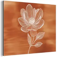 MuchoWow Aluminium schilderij 160x120 cm - Wanddecoratie metaal - Bloem - Minimalistisch - Wit - Metalen muurdecoratie woonkamer - Decoratie industrieel - Foto op dibond - Industriële accessoires slaapkamer