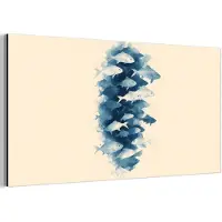 MuchoWow Aluminium schilderij 120x60 cm - Wanddecoratie metaal - Vissen - Minimalistisch - Blauw - Metalen muurdecoratie woonkamer - Decoratie industrieel - Foto op dibond - Industriële accessoires slaapkamer