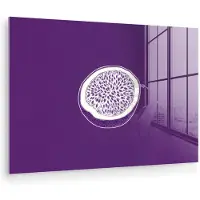 MuchoWow Glasschilderij 60x40 cm - Schilderij acrylglas - Passievrucht - Zaadjes - Paars - Minimalistisch - Foto op glas - Muurdecoratie woonkamer - Wanddecoratie slaapkamer - Schilderijen