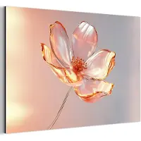 MuchoWow Aluminium schilderij 150x100 cm - Wanddecoratie metaal - Glazen - Bloem - Roze - Metalen muurdecoratie woonkamer - Decoratie industrieel - Foto op dibond - Industriële accessoires slaapkamer