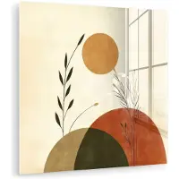MuchoWow Glasschilderij 20x20 cm - Schilderij acrylglas - Planten - Abstract - Vormen - Foto op glas - Muurdecoratie woonkamer - Wanddecoratie slaapkamer - Schilderijen