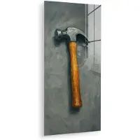 MuchoWow Glasschilderij 60x120 cm - Schilderij acrylglas - Hamer - Schilderij - Gereedschap - Foto op glas - Muurdecoratie woonkamer - Wanddecoratie slaapkamer - Schilderijen
