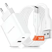 Xssive Snellader - 3 Meter - USB-C Adapter met USB-A naar USB C Kabel