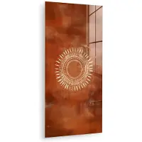 MuchoWow Glasschilderij 40x80 cm - Schilderij acrylglas - Abstract - Lijnen - Zonnestralen - Roodbruin - Foto op glas - Muurdecoratie woonkamer - Wanddecoratie slaapkamer - Schilderijen