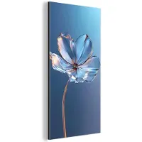 MuchoWow Aluminium schilderij 20x40 cm - Wanddecoratie metaal - Blauw - Bloem - Glazen - Sierlijk - Metalen muurdecoratie woonkamer - Decoratie industrieel - Foto op dibond - Industriële accessoires slaapkamer