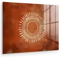 MuchoWow Glasschilderij 160x120 cm - Schilderij acrylglas - Abstract - Lijnen - Zonnestralen - Roodbruin - Foto op glas - Muurdecoratie woonkamer - Wanddecoratie slaapkamer - Schilderijen