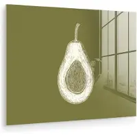 MuchoWow Glasschilderij 160x120 cm - Schilderij acrylglas - Avocado - Minimalistisch - Illustratie - Groen - Foto op glas - Muurdecoratie woonkamer - Wanddecoratie slaapkamer - Schilderijen