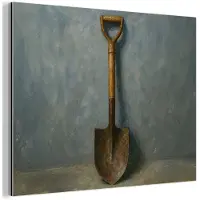 MuchoWow Aluminium schilderij 80x60 cm - Wanddecoratie metaal - Schep - Gereedschap - Schilderij - Metalen muurdecoratie woonkamer - Decoratie industrieel - Foto op dibond - Industriële accessoires slaapkamer