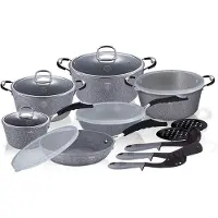 Berlinger Haus GRANIETEN PANNENSET BH-6196, Pan + steelpan, Grijs