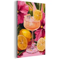 MuchoWow Aluminium schilderij 40x60 cm - Wanddecoratie metaal - Drink - Bloemen - Yellow - Metalen muurdecoratie woonkamer - Decoratie industrieel - Foto op dibond - Industriële accessoires slaapkamer
