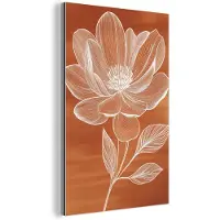 MuchoWow Aluminium schilderij 80x120 cm - Wanddecoratie metaal - Bloem - Minimalistisch - Wit - Metalen muurdecoratie woonkamer - Decoratie industrieel - Foto op dibond - Industriële accessoires slaapkamer