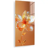 MuchoWow Glasschilderij 40x80 cm - Schilderij acrylglas - Glazen - Bloem - Oranje - Foto op glas - Muurdecoratie woonkamer - Wanddecoratie slaapkamer - Schilderijen