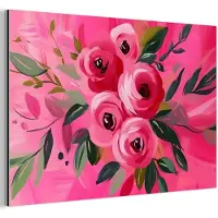 MuchoWow Aluminium schilderij 180x120 cm - Wanddecoratie metaal - Bloemen - Verf - Roze - Metalen muurdecoratie woonkamer - Decoratie industrieel - Foto op dibond - Industriële accessoires slaapkamer