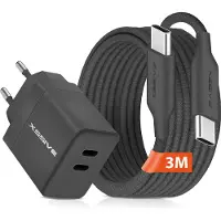 Xssive 35W Dual USB C Power Adapter met USB C naar USB-C Kabel - 3 Meter - Snellader - Super Fast Charger
