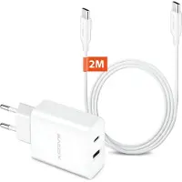 Xssive Snellader - 2 Meter - Geschikt voor iPhone 15, 16 en Samsung Galaxy - USB-C Adapter met USB C naar USB C Kabel