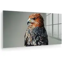 MuchoWow Glasschilderij 120x60 cm - Schilderij acrylglas - Vogel - Realistisch - Veren - Bruin - Foto op glas - Muurdecoratie woonkamer - Wanddecoratie slaapkamer - Schilderijen