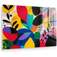 MuchoWow Glasschilderij 60x40 cm - Schilderij acrylglas - Vormen - Stippen - Kleurrijk - Foto op glas - Muurdecoratie woonkamer - Wanddecoratie slaapkamer - Schilderijen