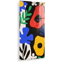 MuchoWow Glasschilderij 40x80 cm - Schilderij acrylglas - Bloemen - Bladeren - Abstract - Zwart - Foto op glas - Muurdecoratie woonkamer - Wanddecoratie slaapkamer - Schilderijen