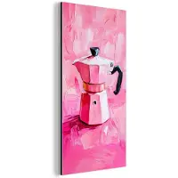 MuchoWow Aluminium schilderij 20x40 cm - Wanddecoratie metaal - Roze - Verf - Coffee - Metalen muurdecoratie woonkamer - Decoratie industrieel - Foto op dibond - Industriële accessoires slaapkamer