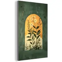 MuchoWow Aluminium schilderij 120x180 cm - Wanddecoratie metaal - Plant - Bloemen - Wit - Metalen muurdecoratie woonkamer - Decoratie industrieel - Foto op dibond - Industriële accessoires slaapkamer