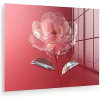 MuchoWow Glasschilderij 40x30 cm - Schilderij acrylglas - Sierlijk - Bloem - Roze - Glazen - Foto op glas - Muurdecoratie woonkamer - Wanddecoratie slaapkamer - Schilderijen