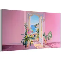 MuchoWow Aluminium schilderij 120x60 cm - Wanddecoratie metaal - Roze - Buiten - Verf - Metalen muurdecoratie woonkamer - Decoratie industrieel - Foto op dibond - Industriële accessoires slaapkamer