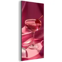 MuchoWow Aluminium schilderij 20x40 cm - Wanddecoratie metaal - Cocktail - Pink - Luxe - Metalen muurdecoratie woonkamer - Decoratie industrieel - Foto op dibond - Industriële accessoires slaapkamer