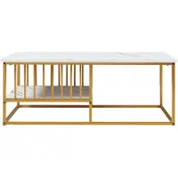 En.casa Salontafel Raukurg marmerlook wit en goudkleurig 120x60x44 cm []