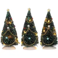 Luville Kerstdorp landschap drie bomen met verlichting 15 cm hoog