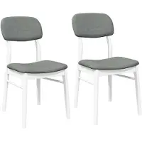 vidaXL Eetkamerstoelen met kussens 2 st massief hout rubber wit