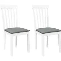 vidaXL Eetkamerstoelen met kussens 2 st massief hout rubber wit