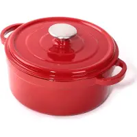 Surel braadpan 32 cm gietijzer rood 2 delig