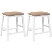 vidaXL Barstoelen met kussens 2 st massief hout rubber wit