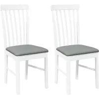 vidaXL Eetkamerstoelen met kussens 2 st massief hout rubber wit