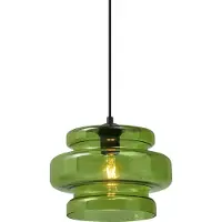 QAZQA Retro hanglamp zwart met groen glas - Denise