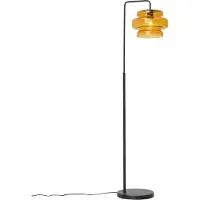 QAZQA Retro vloerlamp zwart met oranje glas - Denise