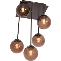 QAZQA Design plafondlamp brons met brons glas 5-lichts - Athens