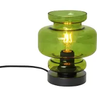 QAZQA Retro tafellamp zwart met groen glas - Denise