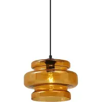 QAZQA Retro hanglamp zwart met oranje glas - Denise