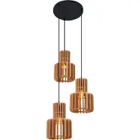 QAZQA Retro hanglamp zwart met oranje 3-lichts - Felt