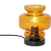 QAZQA Retro tafellamp zwart met oranje glas - Denise