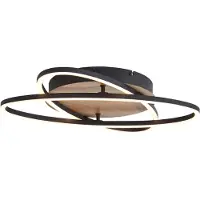 QAZQA Plafondlamp zwart met walnoothout incl. LED 3-staps dimbaar 2-lichts - Kane