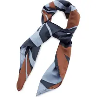 Collection JB - Sjaals - sjaal patroon navy roest vierkant - navy / roestbruin / lichtblauw