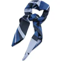 Collection JB - Sjaals - sjaal patroon denimblauw lichtblauw vierkant - marineblauw / denimblauw / lichtblauw