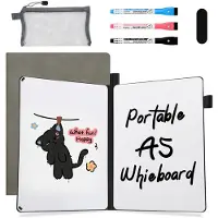 AGM Uitwisbaar notitieboek - Whiteboard notitieblok - A5 - Incl. 3 Pen en 1 Etui - Grijs-PU