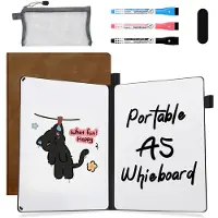 AGM Uitwisbaar notitieboek - Whiteboard notitieblok - A5 - Incl. 3 Pen en 1 Etui - Bruin-PU