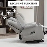 HOMCOM - Relaxfauteuil - Sta-op-functie - Bekerhouder - Lichtgrijs