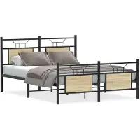 vidaXL Bedframe zonder matras hout sonoma eikenkleurig 140x190 cm