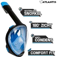 Atlantis Snorkelmasker - Duikbril - Snorkel - Snorkelset - Full Face Masker - Volwassenen - Zwart/Blauw - S/M